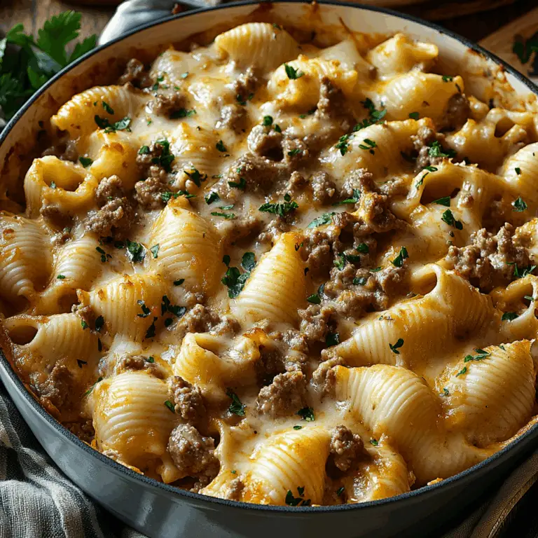 Rich and Comforting Creamy Beef Shells Casserole Recipe
