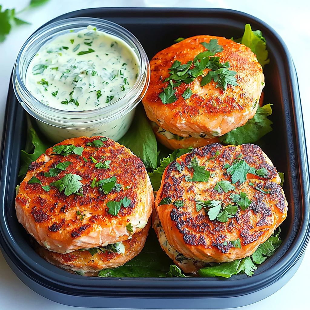Flavorful Fresh Salmon Burgers with Tzatziki Dressing