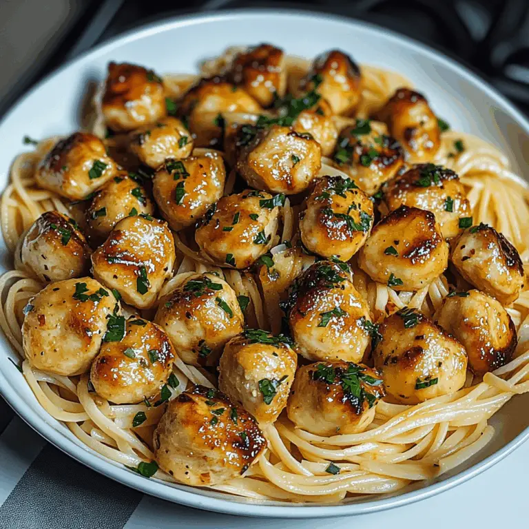 Zesty Lemon Garlic Butter Chicken Bites & Savory Linguine