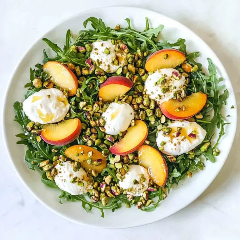 Peach Burrata Arugula Salad