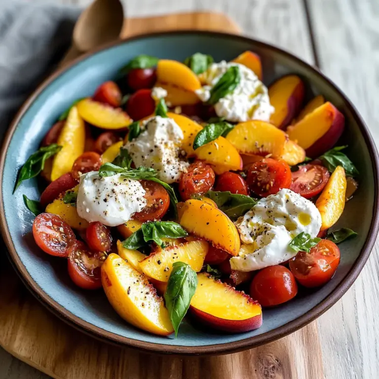 Peach Burrata Salad With Cchicken hampagne Vinaigrette
