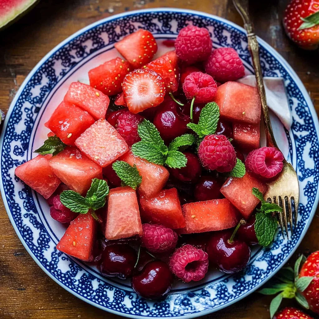 Watermelon Fruit Salad with Lime Mint Dressing