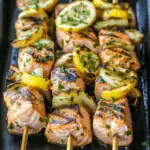Grilled Salmon Skewers with Garlic and Dijon