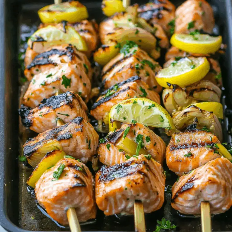 Grilled Salmon Skewers with Garlic and Dijon