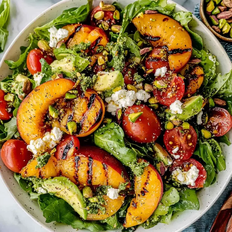 Grilled Peach Salad with Basil Vinaigrette