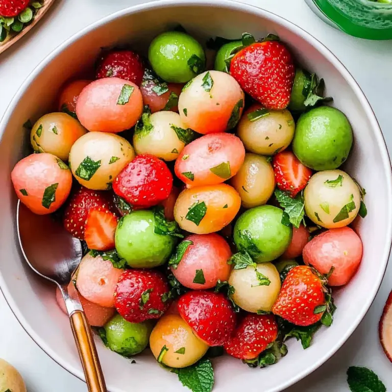Melon Strawberry Salad with Lime Mint Dressing