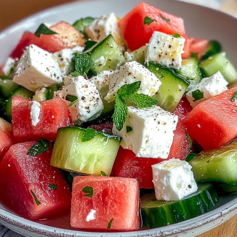 SIMPLE Watermelon + Cucumber + Feta Salad