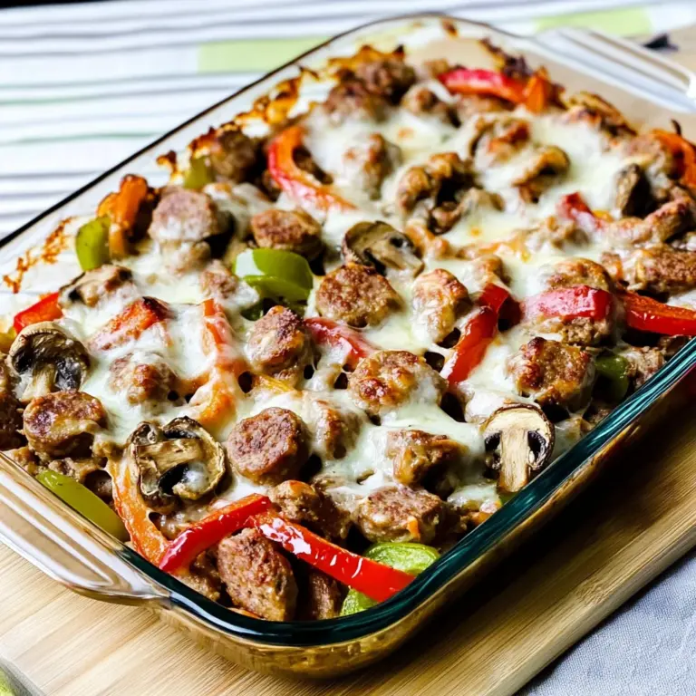 Sausage, Peppers, and Mushrooms Low-Carb Cheesy Bake