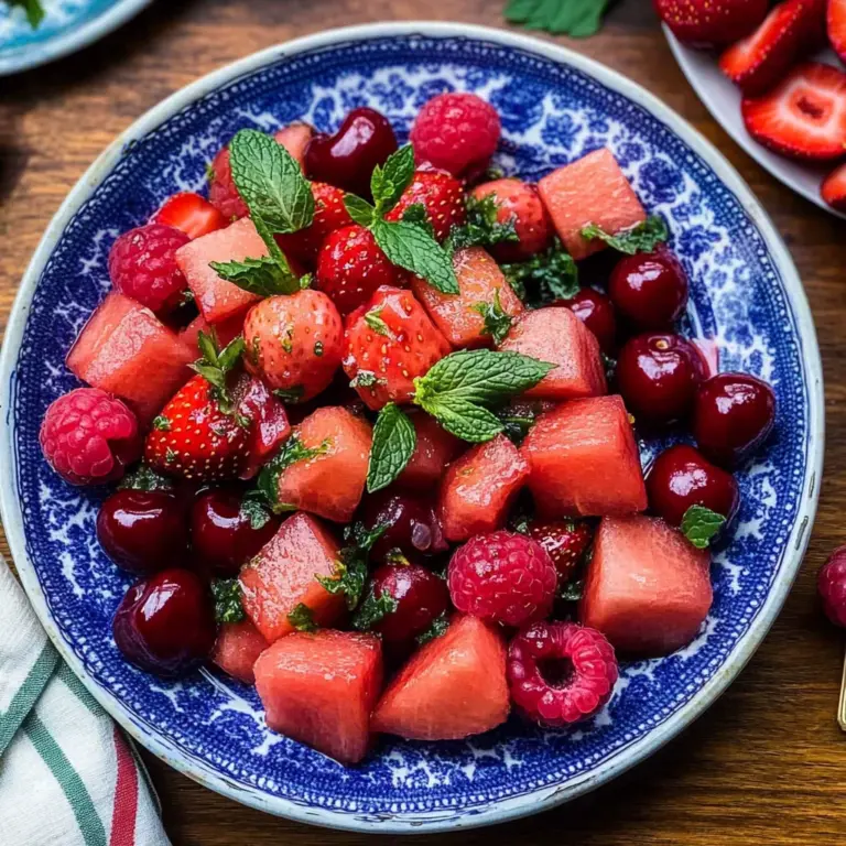 Watermelon Fruit Salad with Lime Mint Dressing