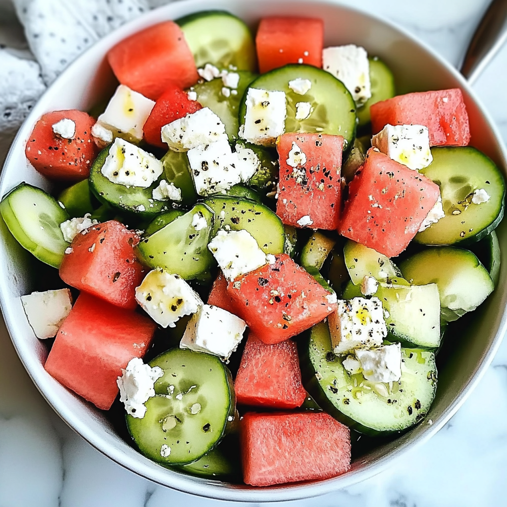 Watermelon Cucumber Feta Salad