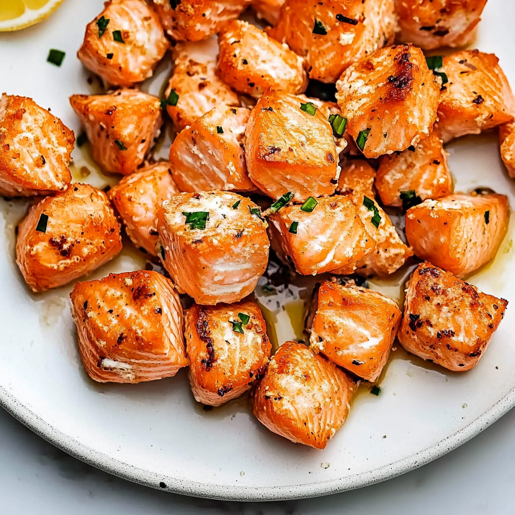 Air Fryer Salmon Bites (Lemon Garlic Butter)