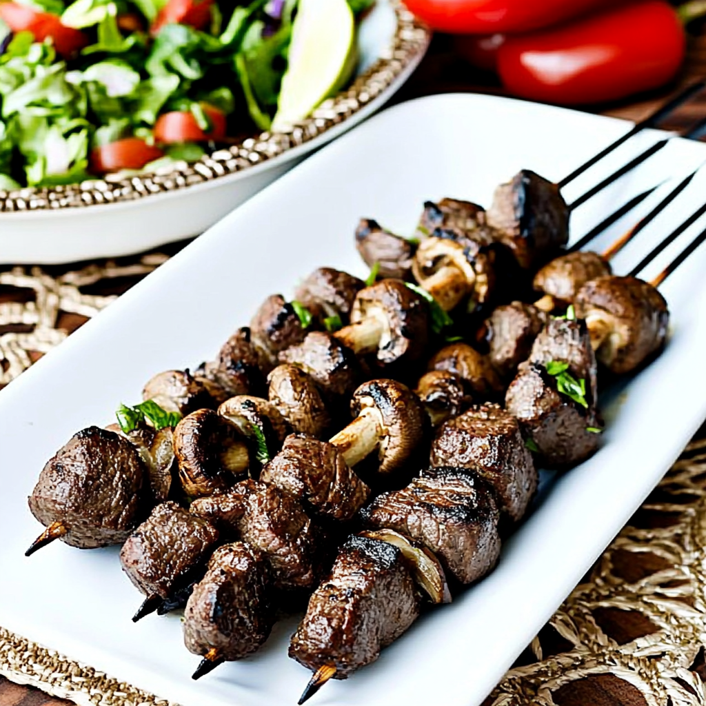 Grilled Steak Kabobs (with Mushrooms)