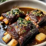 Braised Short Ribs & Lamb Shanks in Red Wine Herb Sauce