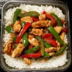 Chicken and Bell Pepper Stir-Fry with Rice