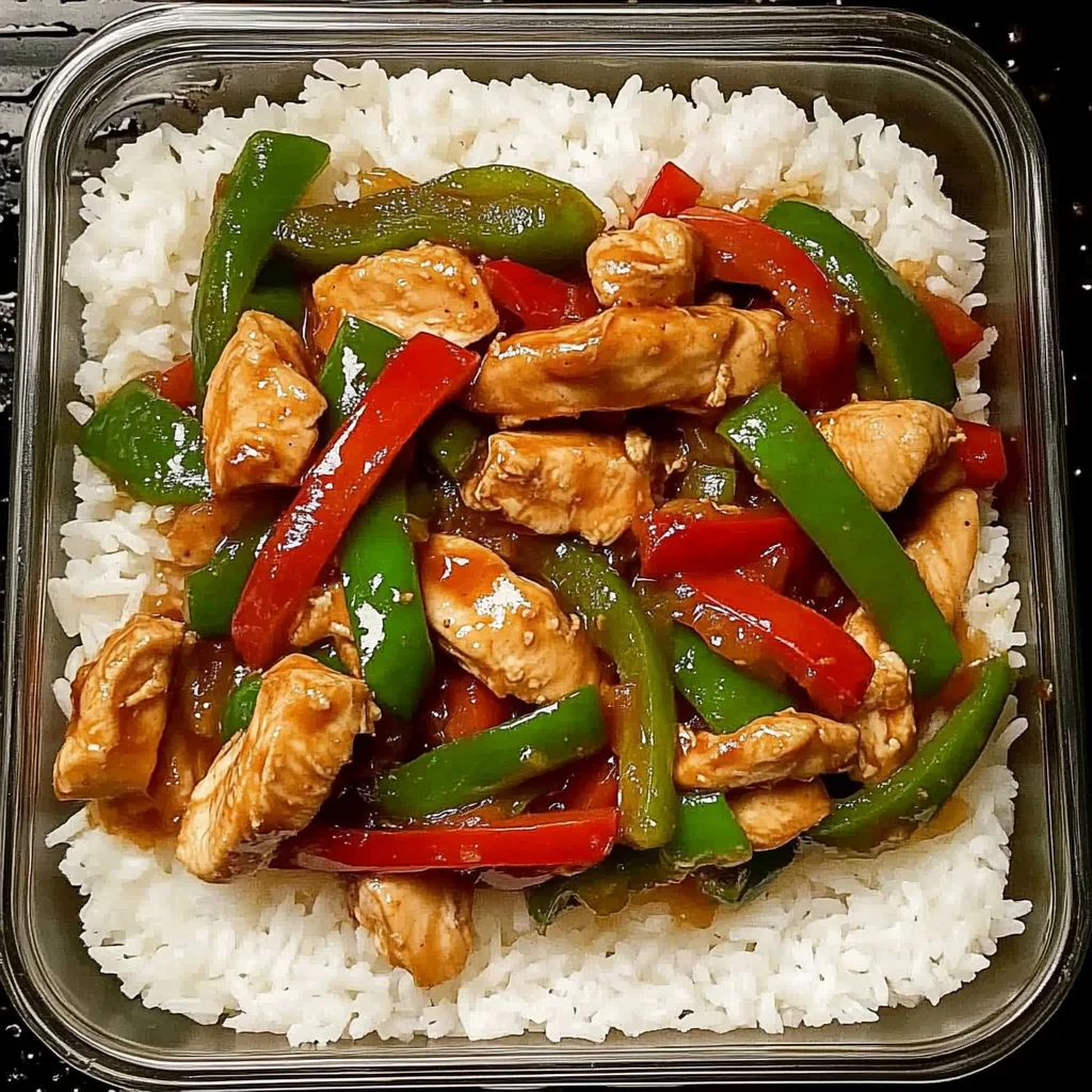 Chicken and Bell Pepper Stir-Fry with Rice