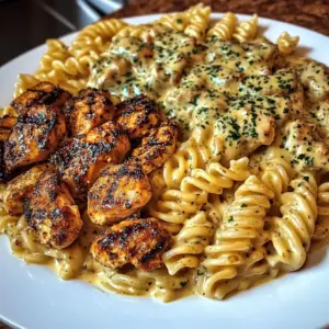 Creamy Alfredo Chicken Rotini with Cajun Butter Drizzle