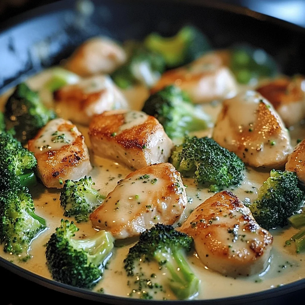 Creamy Garlic Chicken and Broccoli Skillet