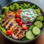 Greek Chicken Salad Bowl with Tzatziki