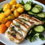 Grilled Fish Plate with Veggies & Fresh Greens