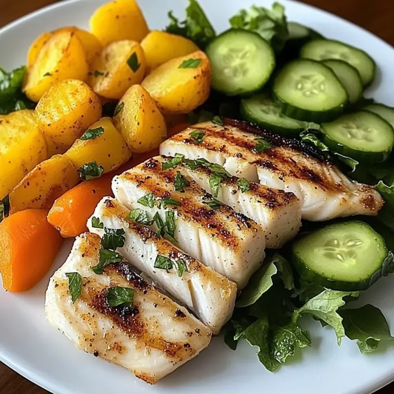 Grilled Fish Plate with Veggies & Fresh Greens