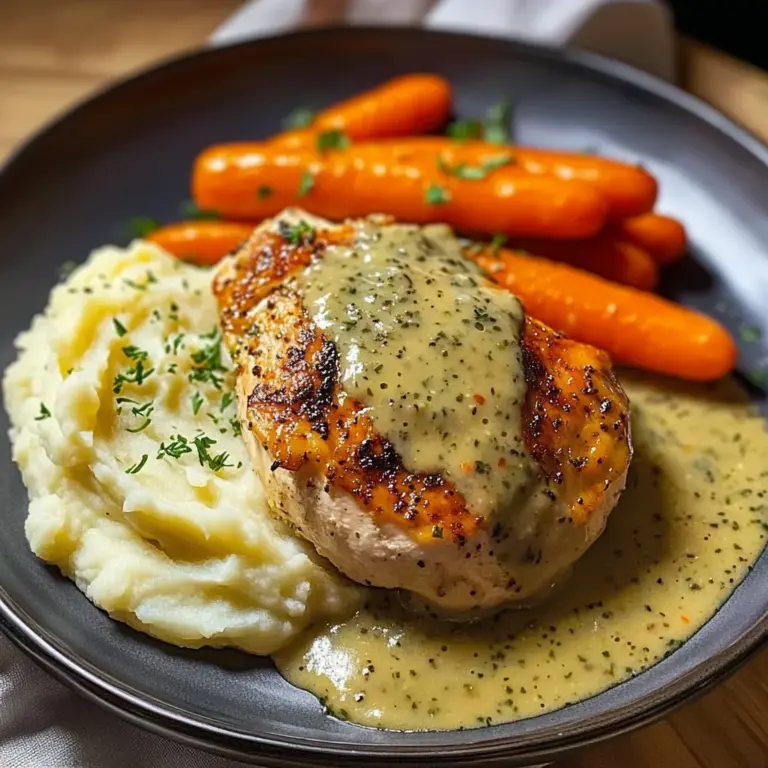 Herb Cream Chicken with Mashed Potatoes & Glazed Carrots