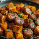 Sausage and Sweet Potatoes with Honey Garlic Sauce