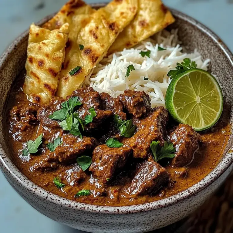 Slow-Cooked Beef and Coconut Curry with Garlic Naan