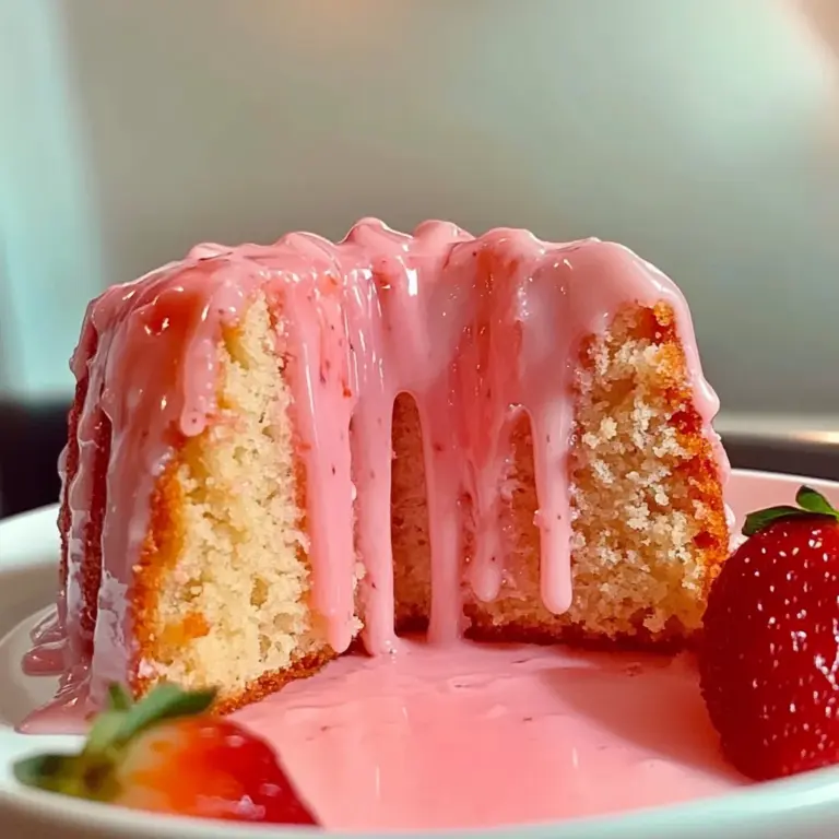 Strawberry Buttermilk Pound Cake with Pink Glaze