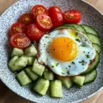Sunny Egg with Avocado-Cucumber Tomato Salad