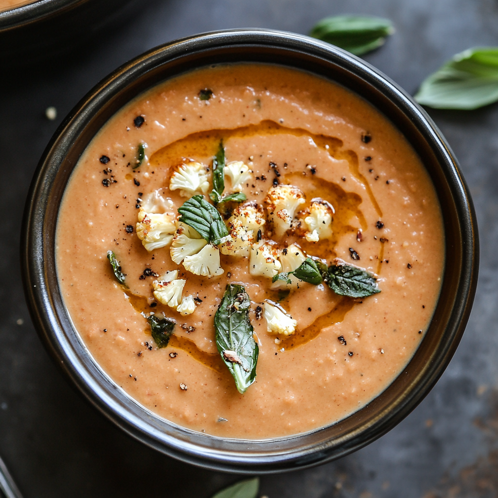 Creamy Vegan Tomato and Cauliflower Bisque