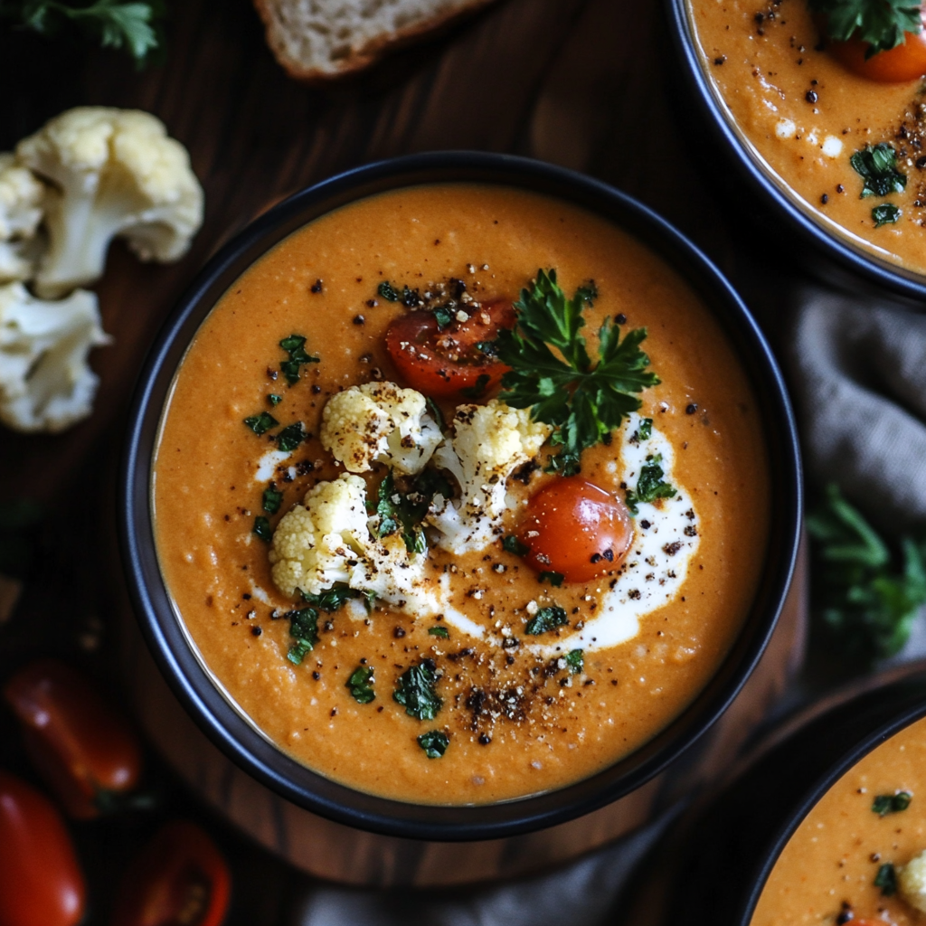 Creamy Vegan Tomato and Cauliflower Bisque