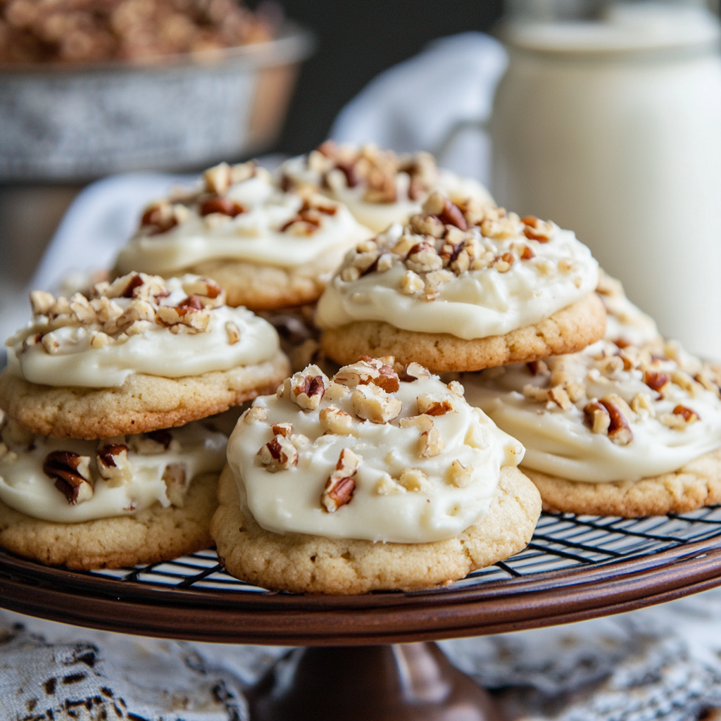 Frosted Butter Pecan Cookies