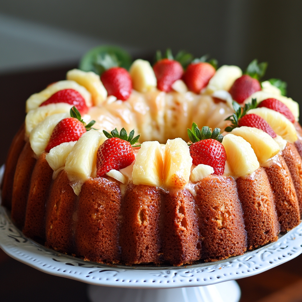 Strawberry Pineapple Pound Cake