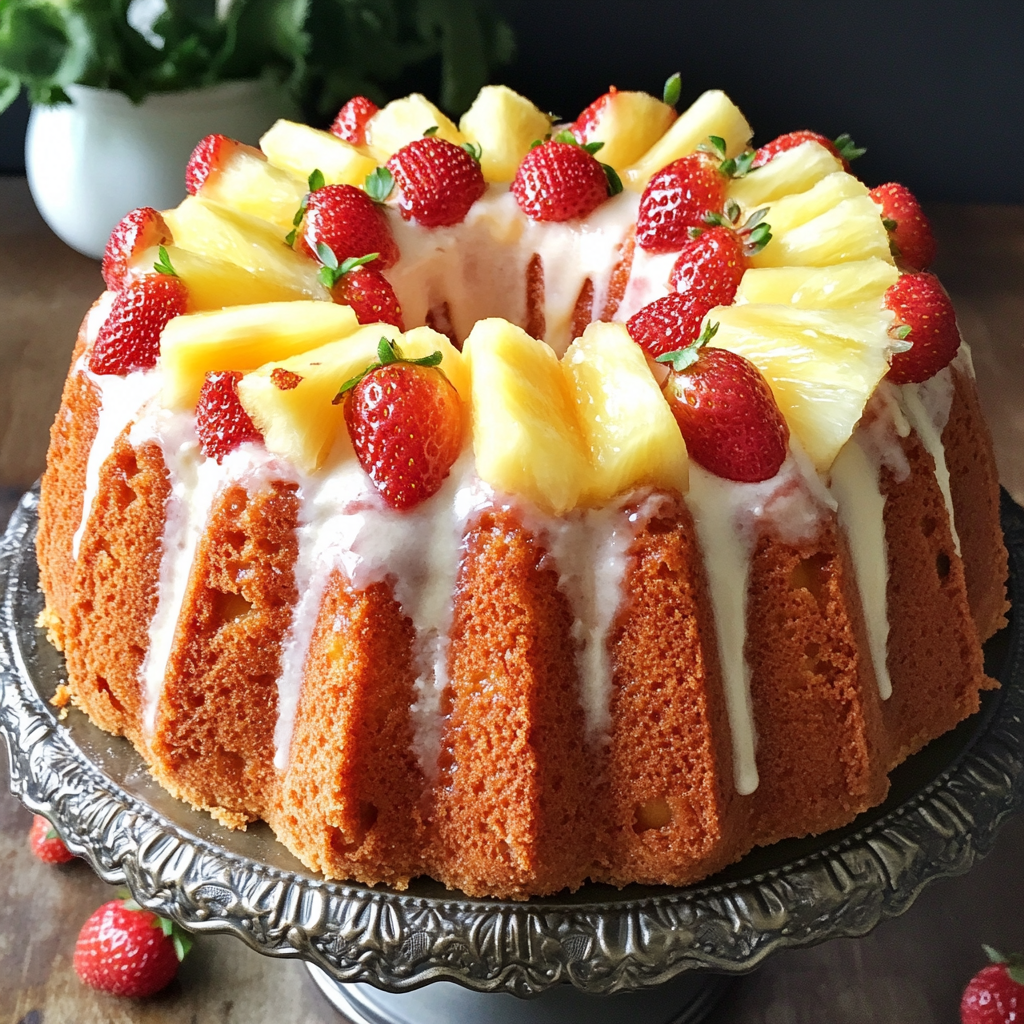 Strawberry Pineapple Pound Cake