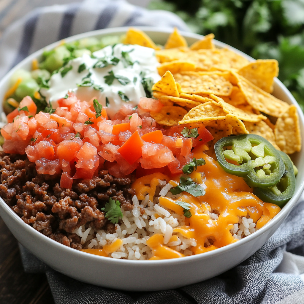 Taco Rice Bowl with Doritos Recipe