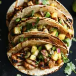 Teriyaki Chicken Tacos with Grilled Pineapple Pear Salsa