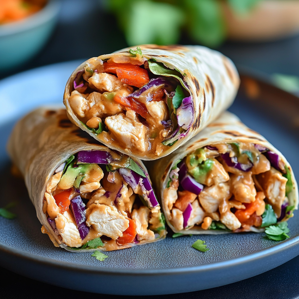 Thai Peanut Chicken Wraps