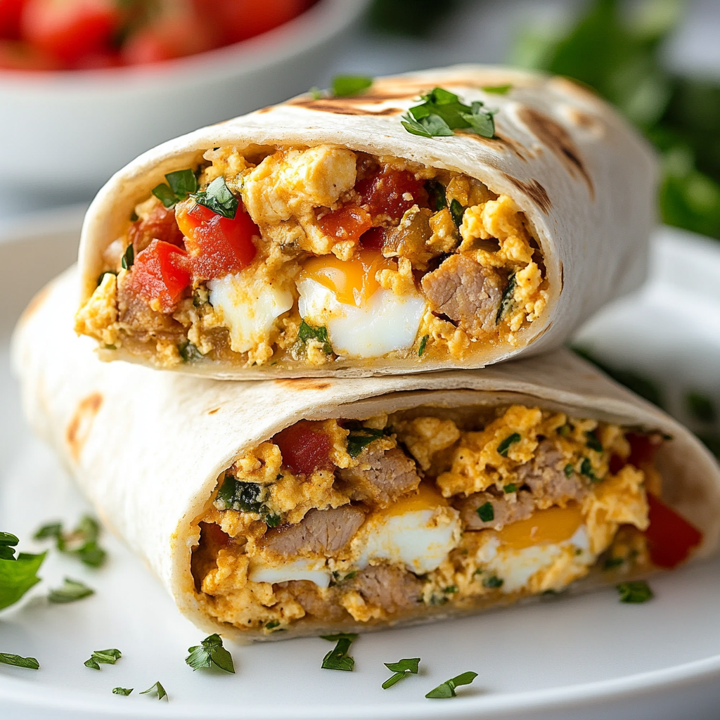 Turkey Bacon Egg and Cheese Breakfast Burritos