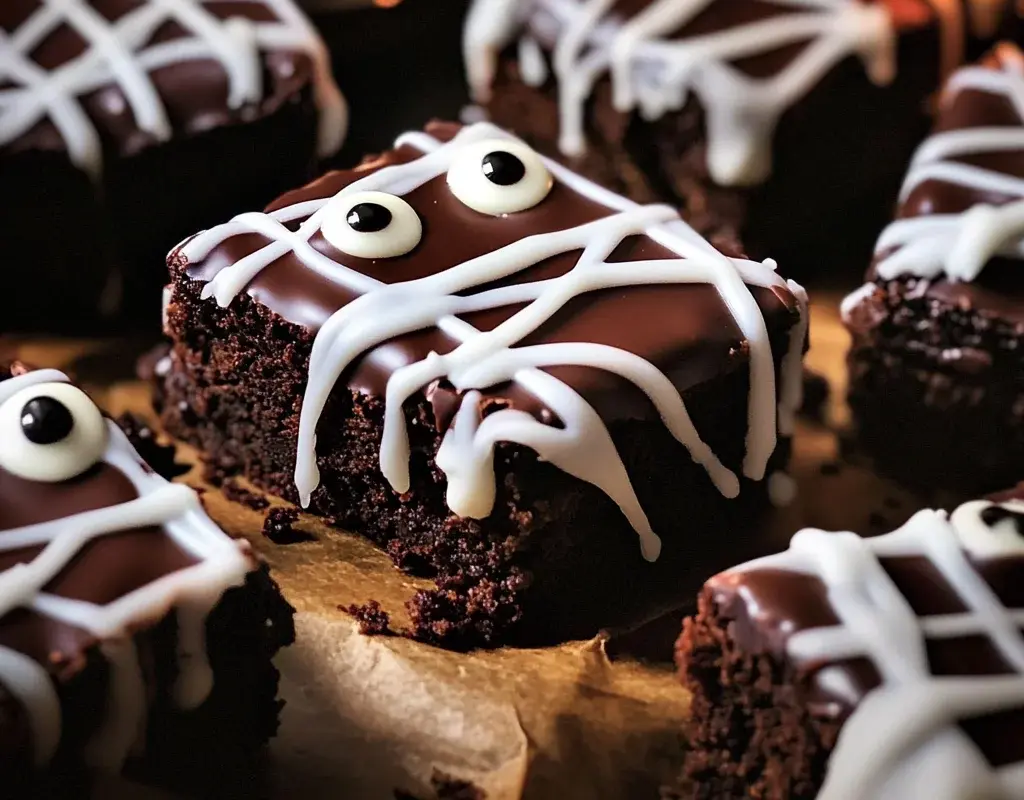 spooky mummy brownies