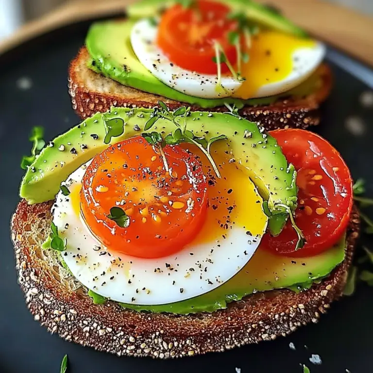 Avocado Tomato Cottage Toasts with Jammy Eggs