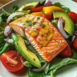 Baked Salmon Fillet with Avocado & Tomato Salad