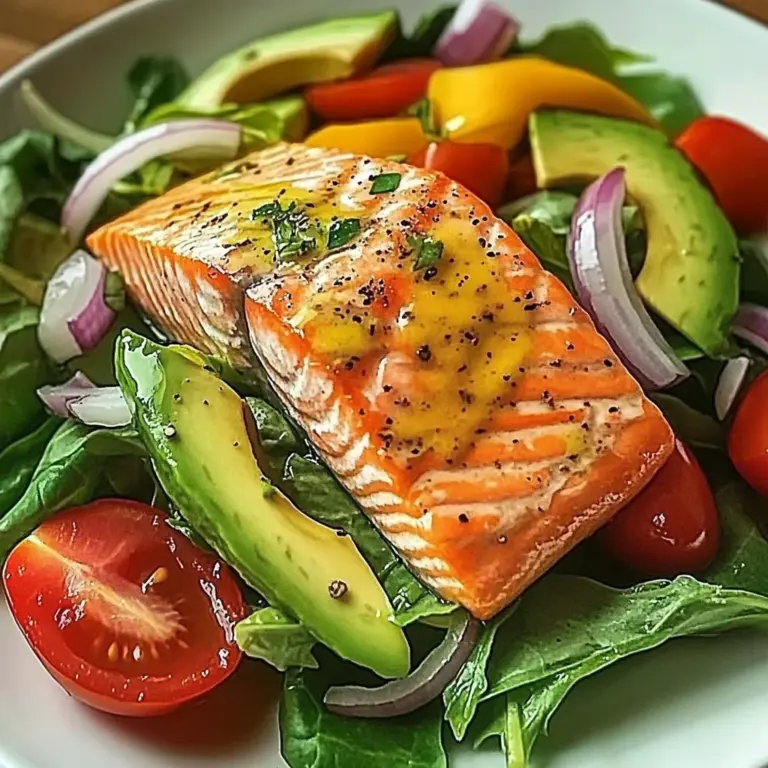 Baked Salmon Fillet with Avocado & Tomato Salad