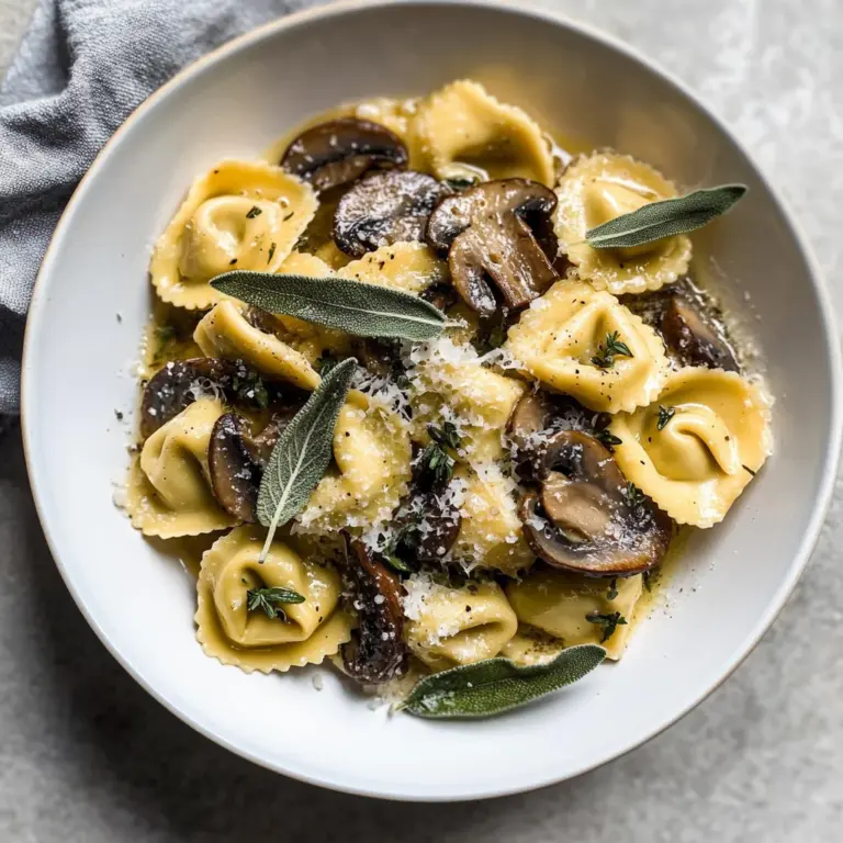 Cheese Tortellini with Butter, Mushrooms, and Crispy Sage