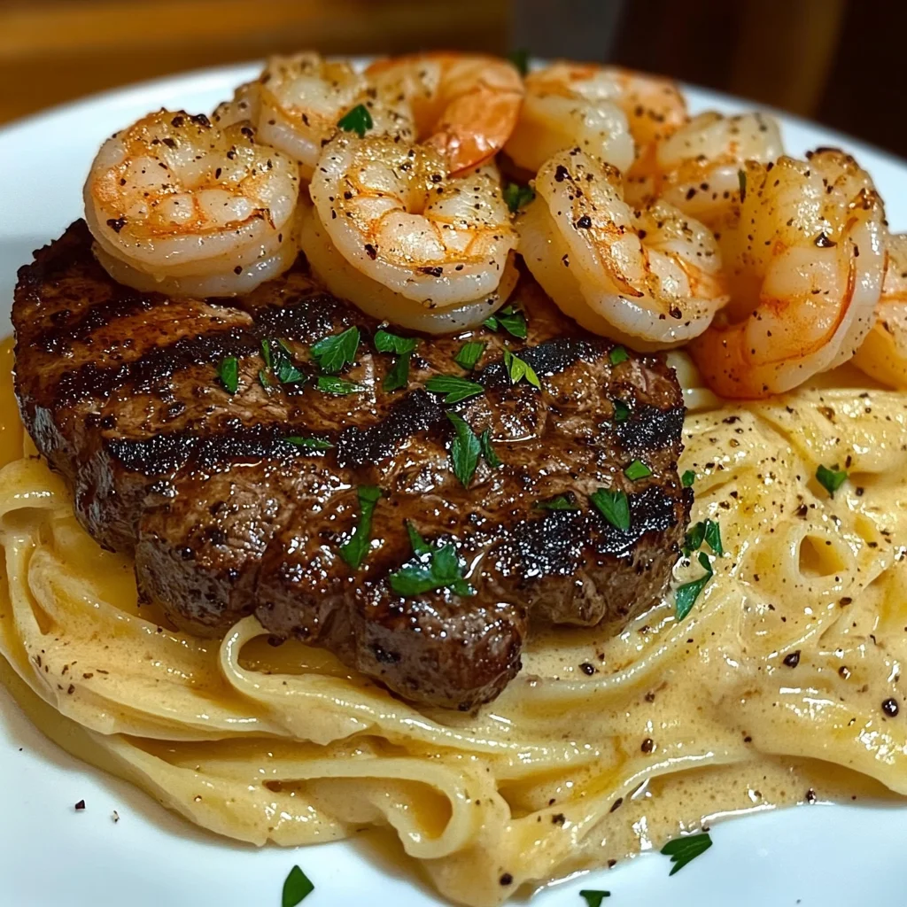 Creamy Cajun Steak and Shrimp Alfredo