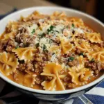 Garlic Parmesan Bowtie Pasta with Creamy Beef