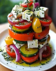 Greek Feta Salad Tower