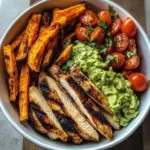 Grilled Chicken Power Bowl with Sweet Potato Fries & Guacamole