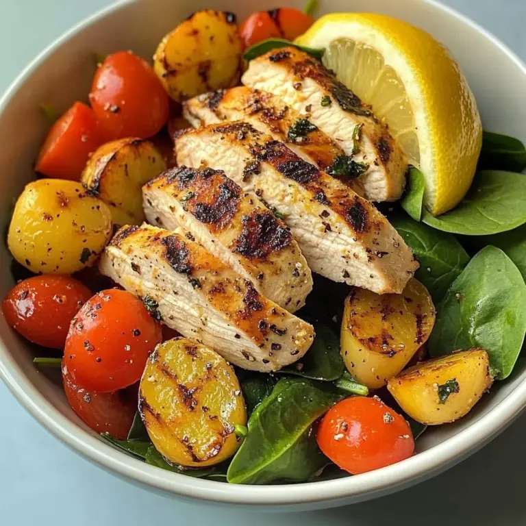 Grilled Chicken & Root Veggie Bowl with Spinach & Lemon