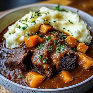 Red Wine Braised Beef Short Ribs with Buttery Mashed Potatoes