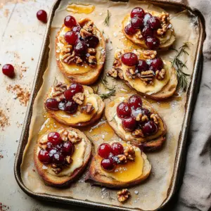 Roasted Grape & Brie Crostini with Honey + Sea Salt